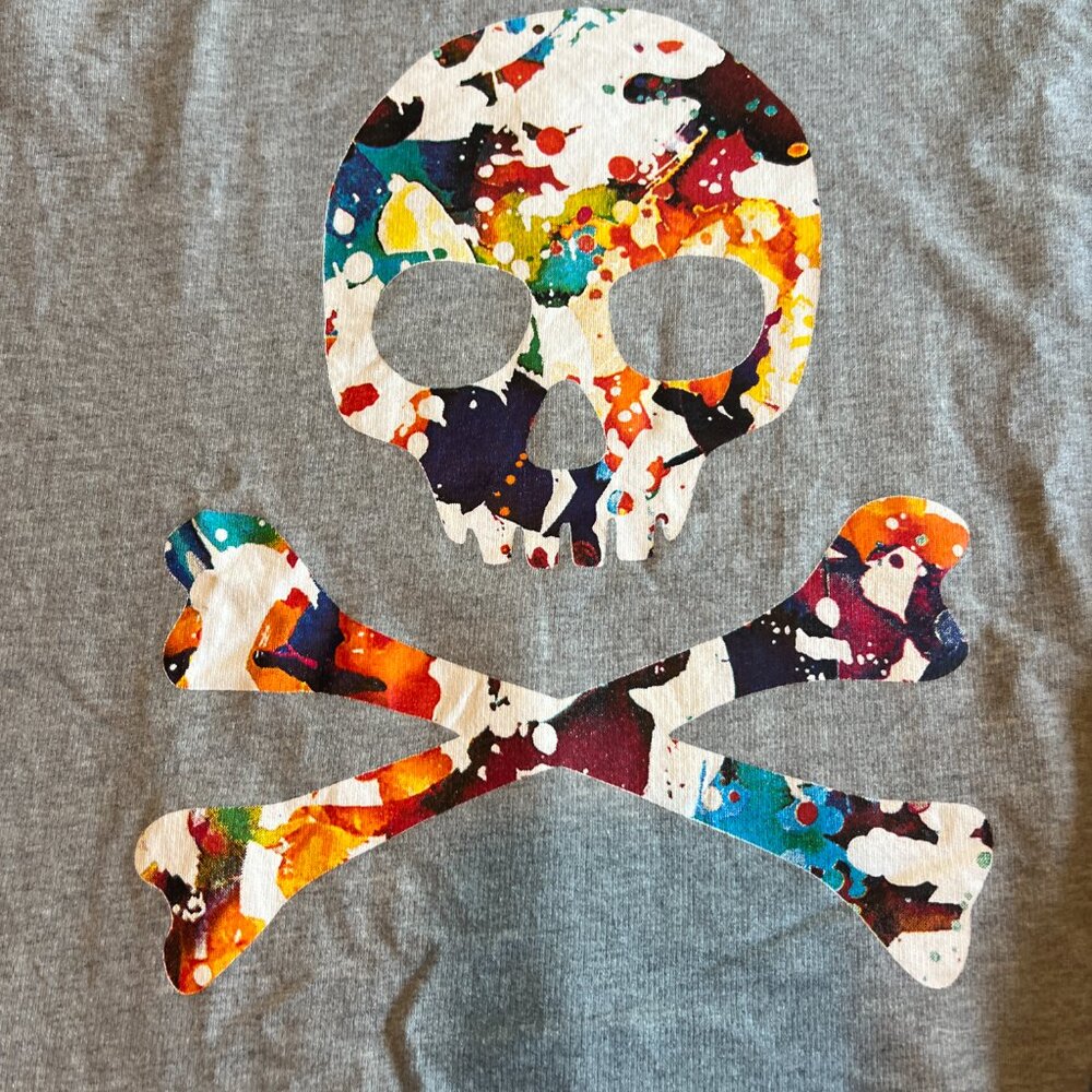 Gray Long Sleeve T-shirt w Skull - XL - Picture 3 of 3